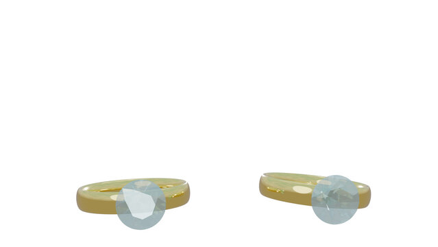 Two dimond rings falling on transparent background	
