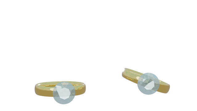 Two dimond rings falling on transparent background	