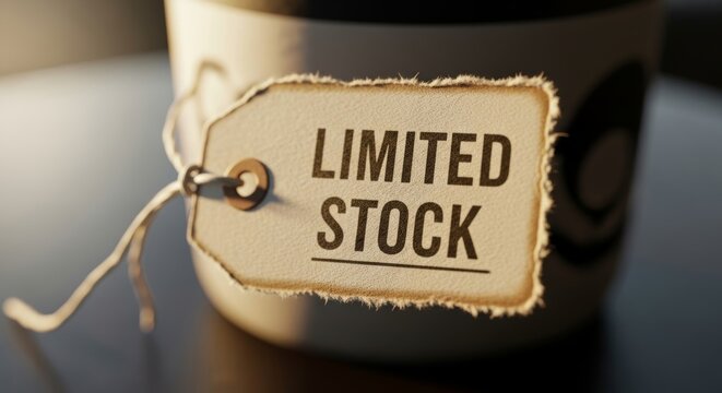 Limited Stock Label on Coffee Cup, Retail Scarcity Promotion