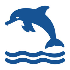 Obraz premium Blue vector of a dolphin leaping over stylized waves