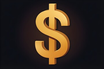 Obraz premium Golden dollar sign symbol on a black background