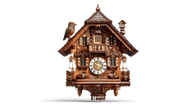 Cuckoo clock in black forest isolated on the white background