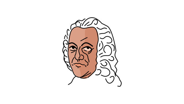 Georg Philipp Telemann portrait, flat vector illustration