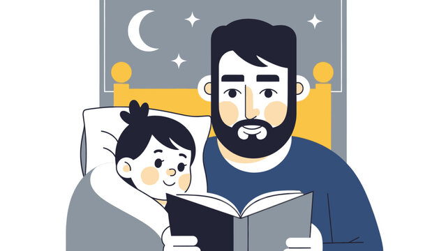 Father Reading a Story to Daughter.