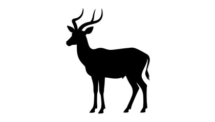 Fototapeta premium A minimalistic illustration showcasing a side profile silhouette of a regal horned mammal, set against a stark white backdrop