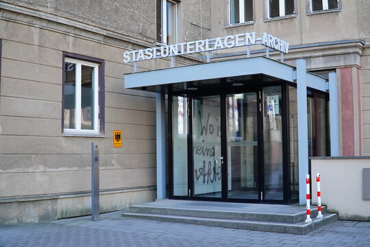 Stasi Archives in Berlin, Germany. East German State Security in Lichtenberg, entrance area of house 7. 