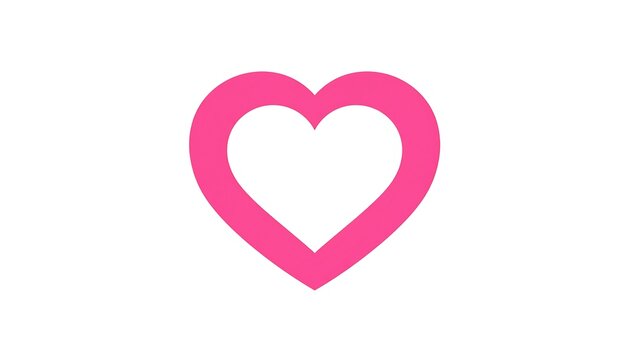 A simple, pink, layered heart graphic set against a stark white backdrop. The design has a modern, minimalist aesthetic