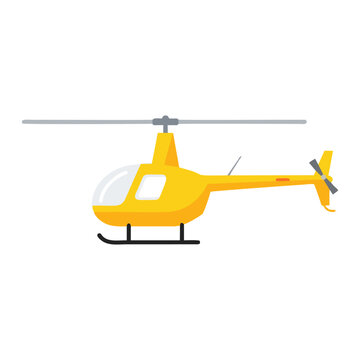 Yellow Helicopter Illustration Isolated on White Background.