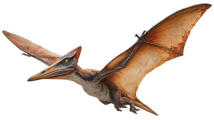 Obraz premium Isolated Pterodactyl soars in flight, showcasing prehistoric animal with impressive wingspan