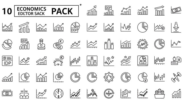 Collection of hand drawn economic and financial charts graphs and symbols for business analytics its only illustration