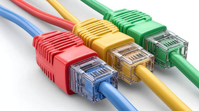 Network connection, internet, technology concept - Ethernet Network RJ45 cables isolated Stock Illustration