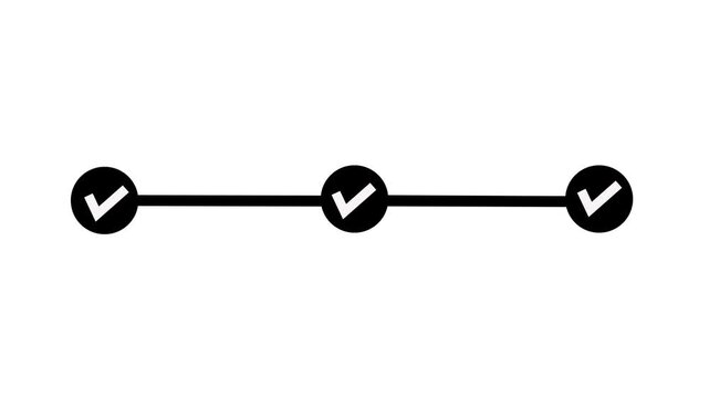 Animated progress bar with checkmark for task completion and workflow visualization animation