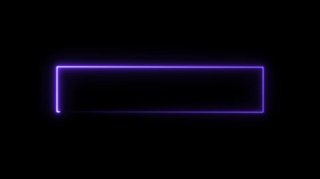 Neon purple glowing rectangular frame border animation with smooth light motion on black background rectangle
