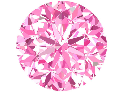 Pink Diamond Vector &ndash; Round Brilliant Faceted Gem Art, Vibrant round-cut pink diamond vector with sparkling facets&mdash;perfect for branding, jewelry graphics, posters, and luxe design projects.