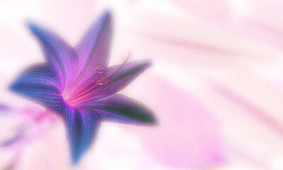 Fototapeta premium Grain texture effect, botanical graphic background of flowers.