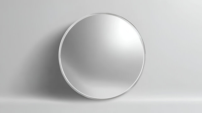 Shiny white background circle glass or acrylic plate , realistic shiny glossy glass panel with light glare reflective surface effect, gradient window mirror Stock Illustration