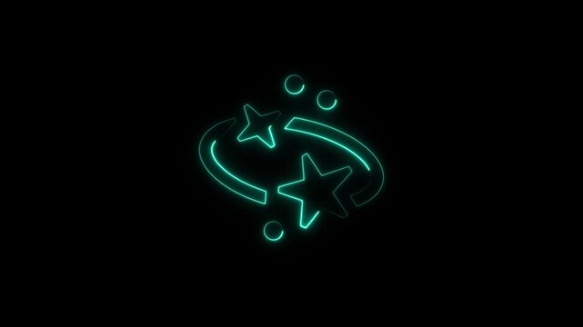 A video showcasing a vibrant green neon fish swimming in a dark ocean with sparkling bubbles rising to the surface