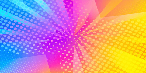 Obraz premium An abstract, vibrant, and energetic graphic design background with a burst of color and a comic-style dotted pattern.