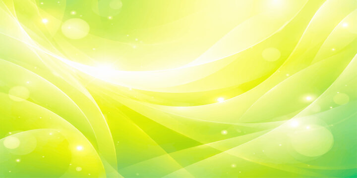 Abstract green background with soft bokeh effects and a bright nature wave design featuring yellow sun light and summer texture for a spring wallpaper vector illustration