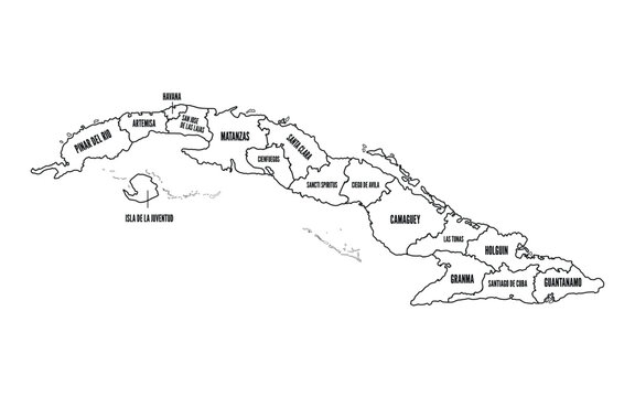 Cuba Map Vector With Regions