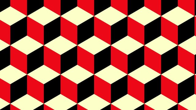 Dark red black cubic depth optical geometry pattern composition abstract geometric cubes layered perspective shadow contrast modern minimal structure dimensional grid futuristic design texture 