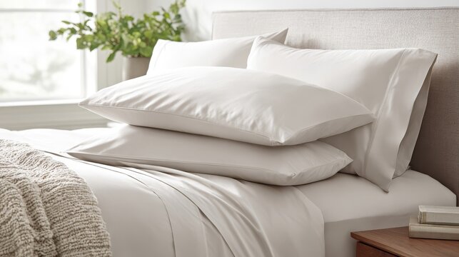 Plush white microfiber sheet set with layered pillows creating a cozy and inviting bedroom sanctuary