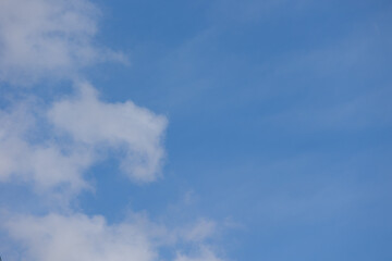 Obraz premium Blue sky with white cumulus clouds creating a serene and bright backdrop with negative space