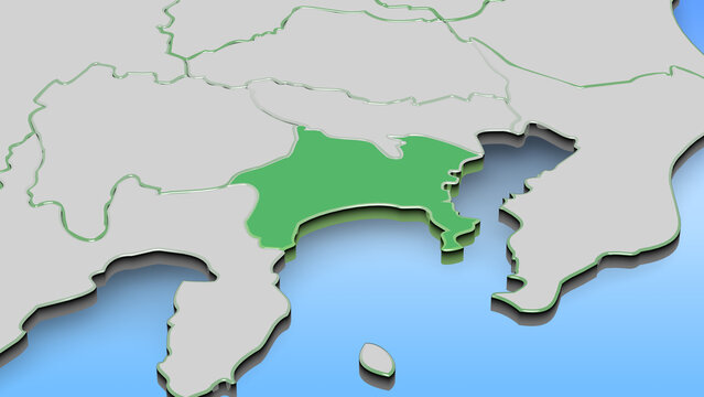 神奈川県マップ &times; 水色グラデーション背景（CGグラフィック素材）