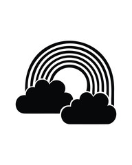 Fototapeta premium Rainbow with large cloud silhouette vector icon