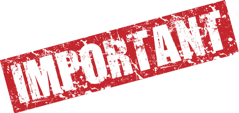 Red important stamp on with distressed texture