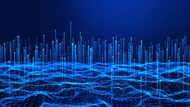 Digital technology banner concept of cyber network technology circuit data, abstract tech, internet network wave flow, AI big data, futuristic wifi connection