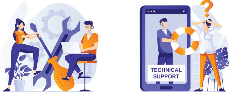 Illustrating technical support and collaborative troubleshooting in modern workplaces