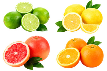 Fototapeta premium Assortment of Citrus Fruits: Limes, Lemons, Grapefruits, Oranges