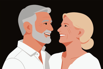 Fototapeta premium Elderly Couple Smiling Together in White Attire