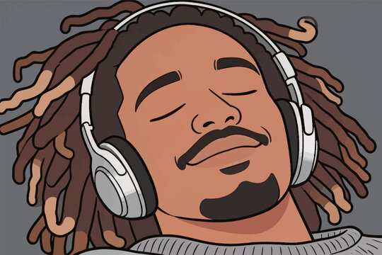 Man with Dreadlocks Wearing Headphones