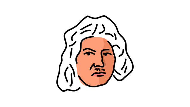 Jakob Bernoulli portrait, flat vector illustration