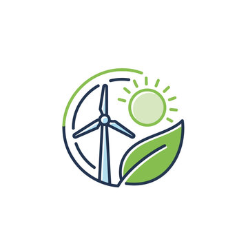 Eco friendly wind turbine logo symbol.