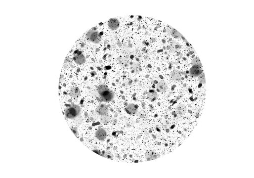 Textura circular con manchas de tinta negra de diferentes tama&ntilde;os y opacidades 