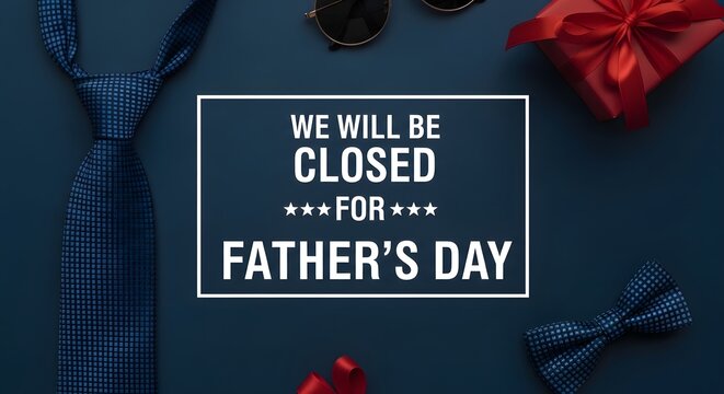 Father's day closure announcement celebrating dads with a special holiday break