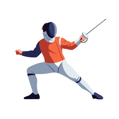 Fototapeta premium Fencer in action, athletic stance, foil sword, competitive sport, illustration