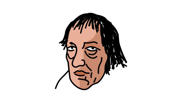 Georg Wilhelm Friedrich Hegel portrait, flat vector illustration