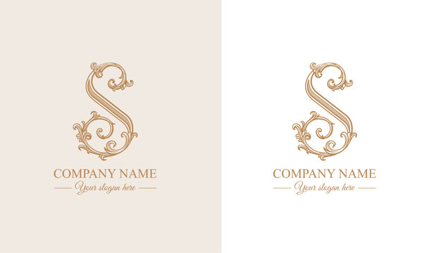 Luxury logo monogram letter S in vintage ornamental style with decorative elements. Ideal for branding, business and premium identity.