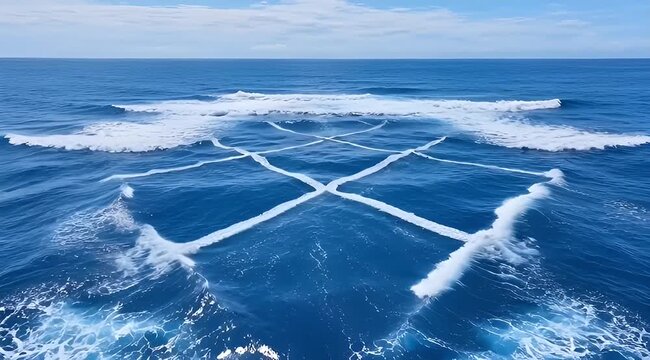 Geometric wave patterns create interesting and mesmerizing effects on the ocean surface