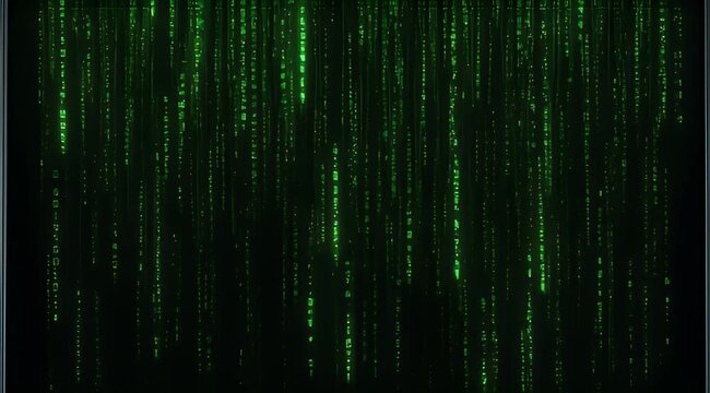 The Matrix Inspired Digital Rain with Green Characters Falling Downwards