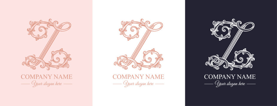 Luxury logo monogram letter Z in vintage ornamental style with decorative elements. Ideal for branding, business and premium identity.