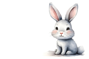 Obraz premium Cute watercolor illustration of a rabbit character
