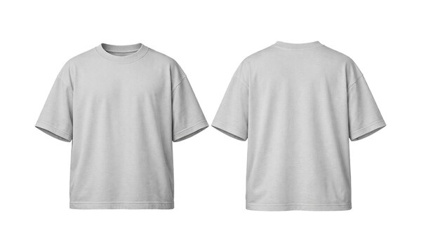Boxy shirt featuring front and back views of a versatile modern style. Suitable for fashion design projects or clothing mockups.