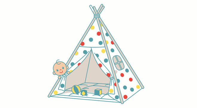Playful Child and Colorful Teepee Tent for Imaginative Indoor Fun