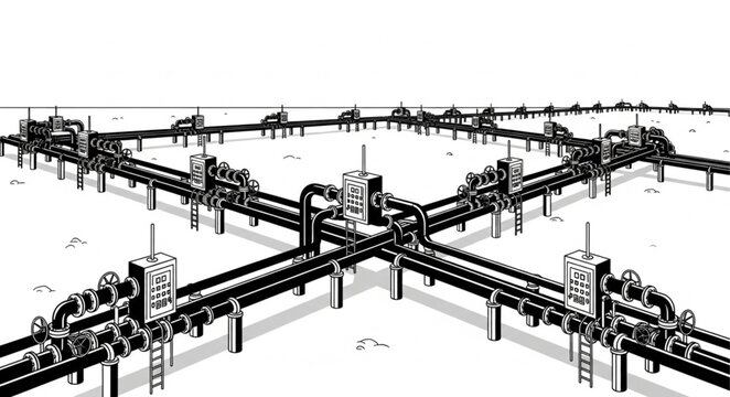 Intersecting Elevated Industrial Conveyor Belt System.