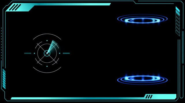 Animation futuristic HUD Interface Dashboard with Digital Data Visualization on Dark Background.